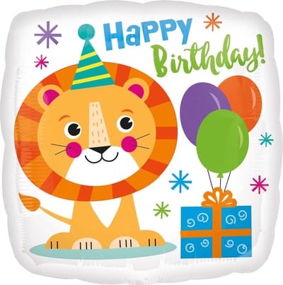 Folieballon Happy Birthday Leeuw