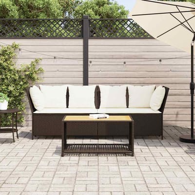 vidaXL - Tuinbank - met - kussens - poly - rattan - bruin