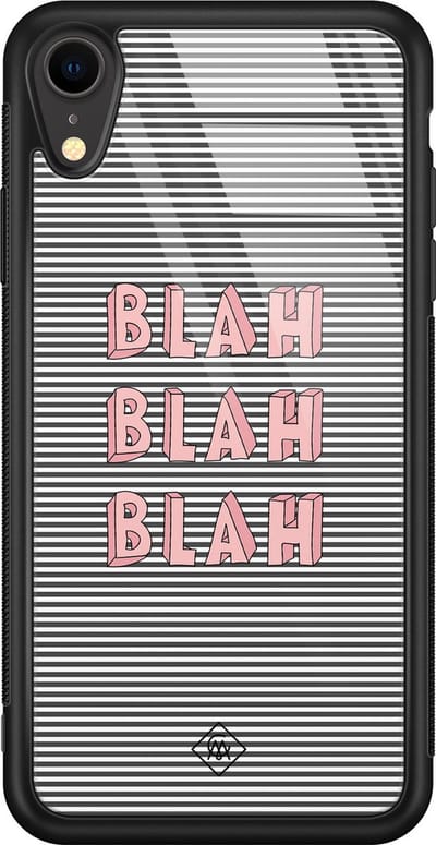 Casimoda® hoesje - Geschikt voor iPhone XR - Blah Blah Blah - Luxe Hard Case Zwart - Backcover telefoonhoesje - Multi