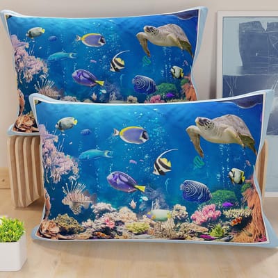 Famanu - kussenhoezen voor bed, paar kussenslopen 50 x 80 cm, kussensloop van hypoallergene microvezel, gemaakt in italië, kussenslopen aquarium