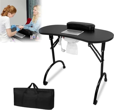 Nexvo® Manicure Tafel met Afzuiging - Nageltafel - Bureau -Met Lades Op Wielen Met Remmen - Zwart - 90cm x 37cm x 77cm