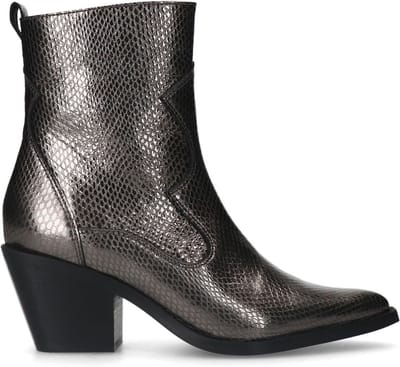Sacha - Dames - Zilveren leren croco western enkellaarsjes - Maat 37