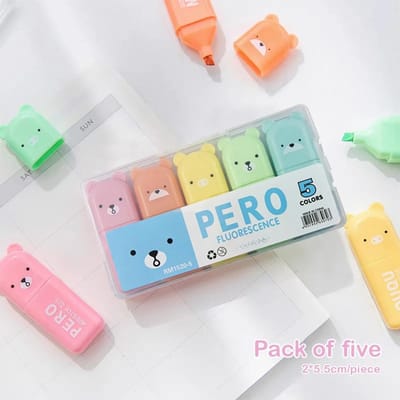 5 stuks Macaron Kleur Mini Markeerstiften Zachte Punt Pennen Kleur Marker Stift Fluorescerende Pen School Kantoorartikelen Studenten Schrijfwaren