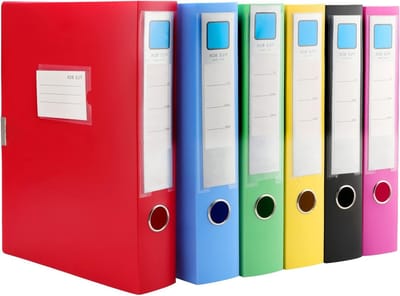 Set van 6 A4 Bestandsopslagdozen, Grote Capaciteit Plastic Archiefdozen met Deksel, Documenten Organizer voor Kantoor, Thuis en School, Beschikbaar in 6 Kleuren