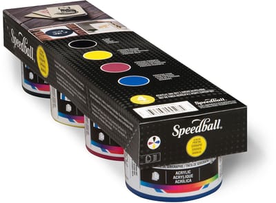 Speedball Acrylic Ink set - Acrylverf - voor Zeefdrukken - set van 4 primaire kleuren - 4 x 118ml