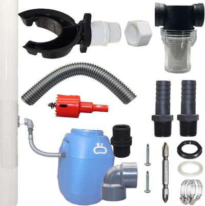 Regenwateropvangset - Dakgoot systeem - Tuin besproeien - Duurzaam PVC rubber - 7-10cm pijp - Grijs