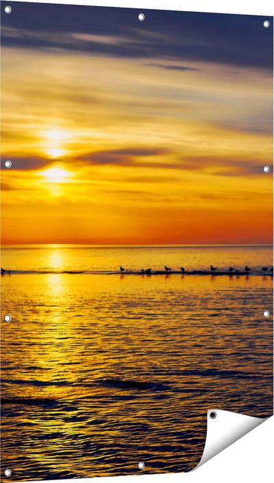 Gards Tuinposter Zonsondergang in de Zee - 80x120 cm - Tuindoek - Tuindecoratie - Wanddecoratie buiten - Tuinschilderij