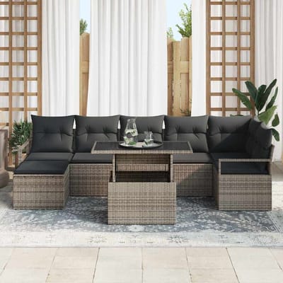 vidaXL Tuin Sofa Set 8 st Grijs poly rattan