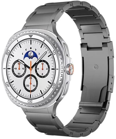 Stalen bandje - RVS - luxe schakelband - geschikt voor Samsung Galaxy Watch 8 (40mm) / Galaxy Watch 8 (44mm) / Galaxy Watch 8 Classic - vlindersluiting - grijs