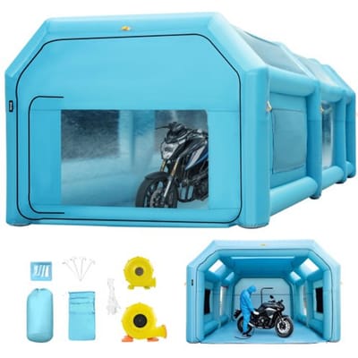 VEVOR Opblaasbare Spuitcabine 6x3x2,5M Werktent Blauw Lakcabine van 210d Oxford-Stof en Pvc met Inflatieventilator en Ventilatieventilator voor Het Schilderen van Auto'S, Kamperen In De Buitenlucht