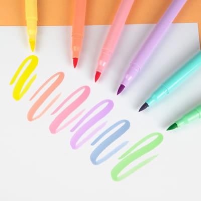 KORES Brush tip markers - set van 6 stuks - pastel kleuren