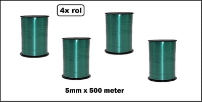 4x Krullint donker groen 5mm x 500m - merk globos - krul lint kerst thema feest decoratie kado kadolint verjaardag