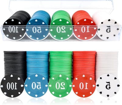 Poker Chips Set van 100 Stuks - Genummerde Plastic Poker Chips voor Thuis en Reizen, Ideaal voor Familie Feestjes en Spelavonden