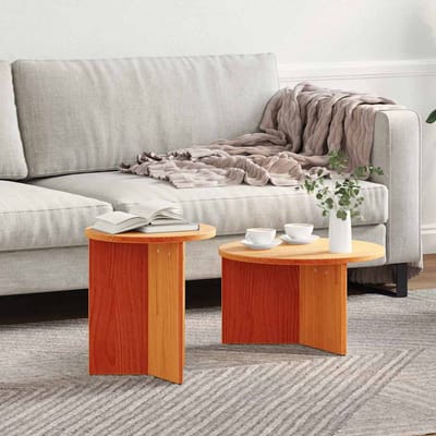 vidaXL - Salontafel - 2 - st - Wasbruin - 49 - x - 49 - x - 28 - cm - Massief - grenenhout