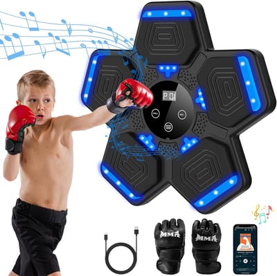 Boxing Machine - Boksmachine - Muzikale Boxmachine - Intelligente Bluetooth, Muurmontage Muzikale Boxer met LED-licht, Boxapparatuur, Muur Boxdoel met Boxhandschoenen, Geschikt voor Kinderen/Volwassenen