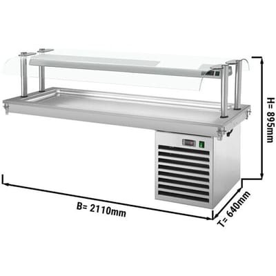 GGM Gastro Einbau Kühlplatte - 2100mm - +2 bis +8 °C - 6x GN 1/1 - 700 Watt - mit Glas-Hustenschutz Zilver
