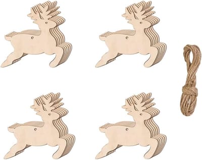 20 stuks houten elanden kerstballen opknoping ornament, natuurlijke houten plakjes voor huis tuin huis doe-het-zelf kunst ambachtelijke kerstboom party decoratie
