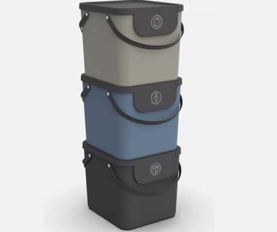 Rotho Albula afvalscheiders - set van 3 - 40L - zwart/blauw/ cappuccino