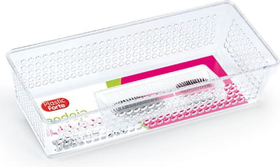PlasticForte Organizer / opbergmandje - kunststof - transparant - 26 x 11 x 6.5 cm - lade verdelers - vakjes maken