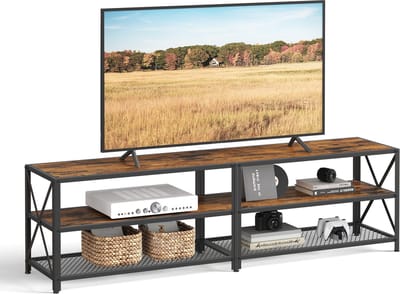 VASAGLE - TV Meubel - TV-Lowboard met Stalen Frame - Televisiemeubel voor Woonkamer - Met Opbergruimte