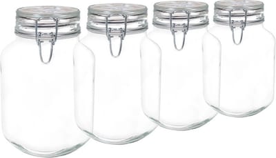 Bormioli Rocco Weckpot/inmaakpot - 4x - 2L - glas - met beugelsluiting - luchtdicht - 12 x 22 cm