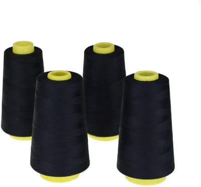 Naaidraad Set - Polyester Garen - Kleding Repareren - Hoge Treksterkte - 4 Spoelen - Zwart