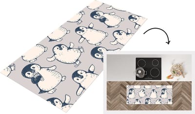 Keukenloper - Loper keuken - Patronen - Pinguïn - IJs - 120x50 cm - Keukenloper vinyl