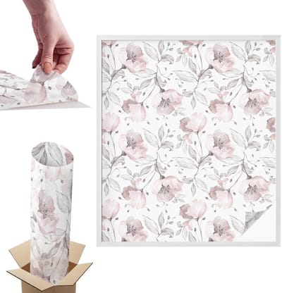 Tulup Raamfolie Anti inkijk - Rozenblaadjes Anti inkijk Raamfolie - 100x116 cm - Zwart-wit Raamfolie Tegen inkijk - Zelfklevende Anti inkijk Folie Glas in Lood - Voor de slaapkamer, woonkamer en hal. - Zonwerende Raamfolie Glas in Lood
