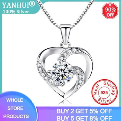Collier ras du cou original en argent massif 925 avec pendentif en forme de cœur en cristal CZ pour femme, bijoux de fête, cadeaux 40cm blanc