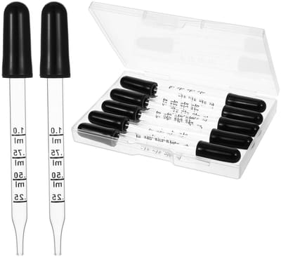 Set van 10 glazen pipetten van 0,5 ml met silicone druppelaar en meetindeling voor planten, huisdieren en snoepvormen