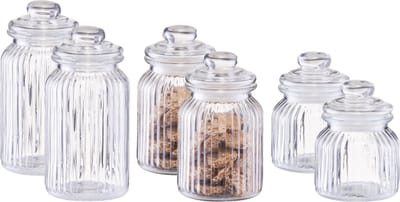 Zeller - Keuken voorraadpotten glas - Inhoud 600/900/1200 ml - Set 6x