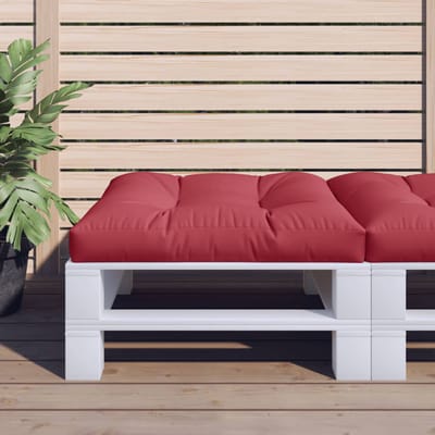 vidaXL - Palletkussen - 70x70x12 - cm - stof - wijnrood