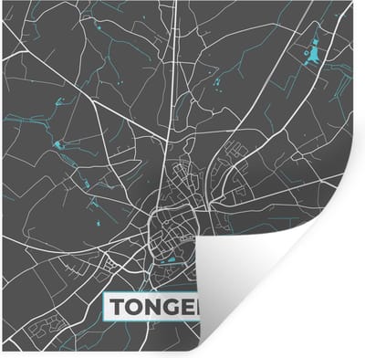 Muurstickers - Sticker Folie - België – Tongeren – Stadskaart – Kaart – Blauw – Plattegrond - 100x100 cm - Plakfolie - Muurstickers Kinderkamer - Zelfklevend Behang XXL - Zelfklevend behangpapier - Stickerfolie
