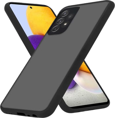 Cadorabo Hoesje geschikt voor Samsung Galaxy A72 4G / 5G in MATT ZWART - Hybride beschermhoes met TPU siliconen Case Cover binnenkant en matte plastic achterkant