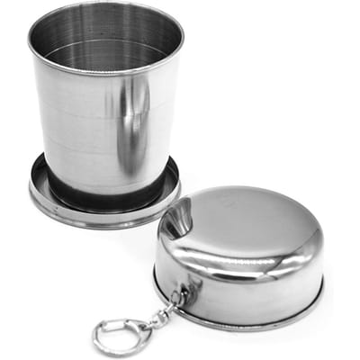 240ml Draagbare Intrekbare Waterbeker Roestvrij Staal Wijn Opvouwbare Beker Mini Glas Telescopisch Opvouwbaar zilver
