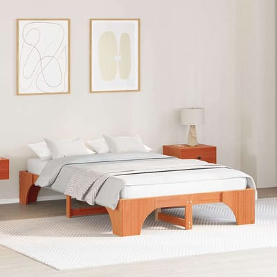 vidaXL - Bedframe - Wasbruin - 120 - x - 200 - cm - Massief - grenenhout
