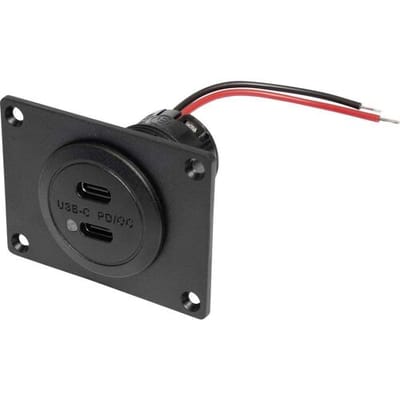 ProCar Power USB-C Doppelsteckdose PD/QC mit LED + Montageplatte USB-C dubbele stekkerdoos PD/QC met LED + montageplaat Stroombelasting (max.): 3 A 12