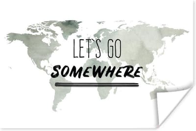Poster 30x20 cm - Wereldkaart - Simpel - Quote - Posters - Kamer decoratie - Wanddecoratie woonkamer - Muurdecoratie slaapkamer