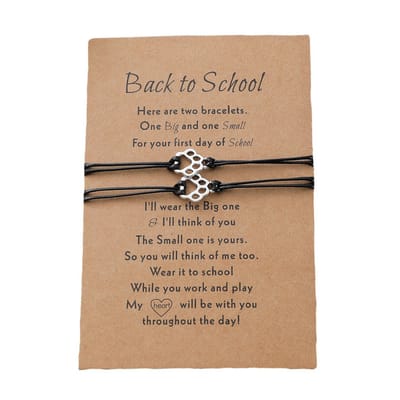 Vriendschapsarmbandjes voor 2 met Hondenpootjes "Back to School" - Zwarte Bandjes - Terug naar School Cadeau - Pax Amare