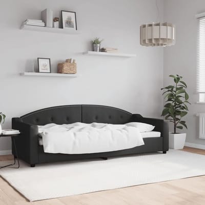 Dagbank Zwart - Slaapbank Bank - Logeren Wonen - Robuust Metaal Frame - 80x200 cm - Zwart