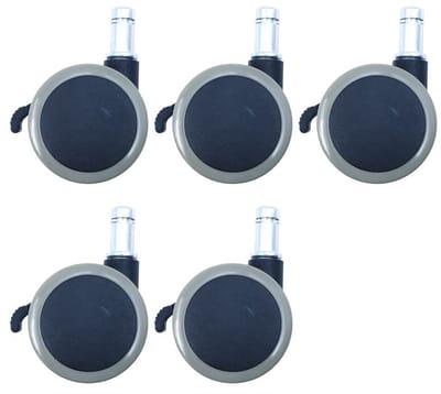 Set van 5 Vloerbeschermende Rubber Wielen voor Kantoormeubelen - 50mm met Standaard Handvat (Grijs)