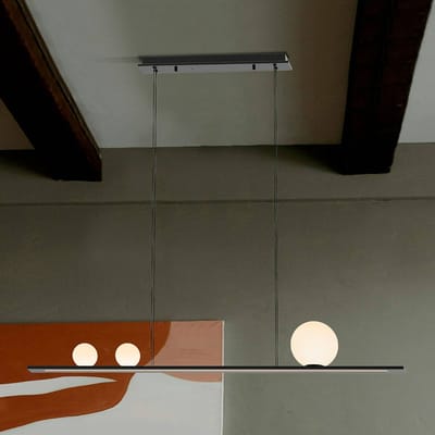 Schuller Valencia LED hanglamp Mila, zwart, lengte 120 cm, metaal