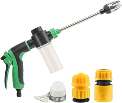 Tuinslangmondstuk - Hogedruk sproeier - Auto wassen - Verstelbare straal - 23 x 13 x 8 cm - Grijs groen