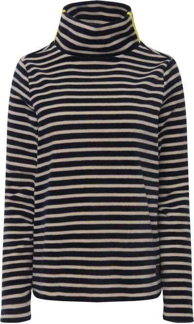 Laurasøn - Dames - Trui gestreepte fleece opstaande kraag lange mouw ECOTEX - Marine - Maat M