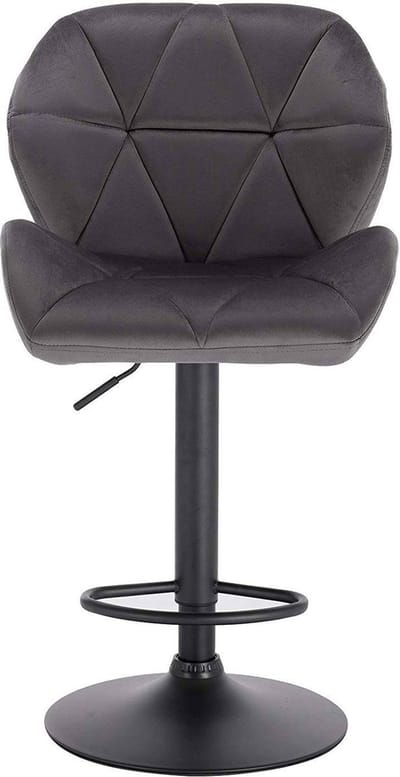 Barkruk - Grijs - Velvet - Ergonomisch met rugleuning - Verstelbare zithoogte 60-82cm - Set van 1