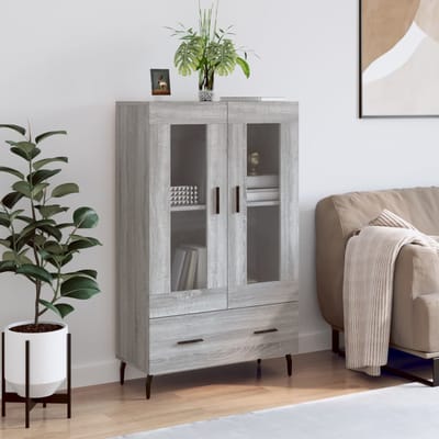 vidaXL - Hoge - kast - 69,5x31x115 - cm - bewerkt - hout - grijs - sonoma - eikenkleurig