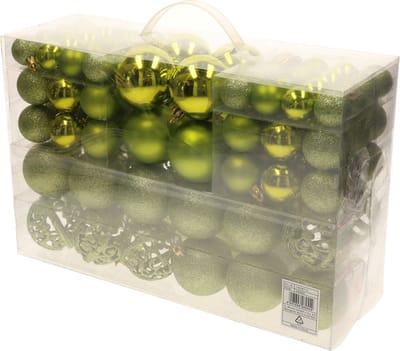 Bellatio decorations Kerstballen - 100 stuks - lime groen - kunststof