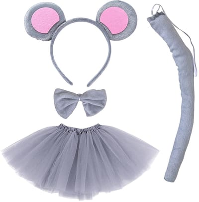 By shayne - Haarband met muizenoren - Dierenkostuum voor kinderen - Perfect voor feesten - Kaki tutu-rok - Cosplay en carnaval - Verjaardagsfeest en .