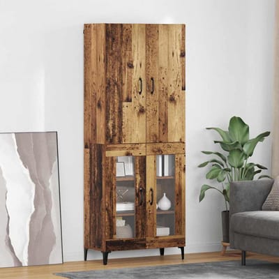 vidaXL - Highboard - Oud - Hout - 69,5 - x - 34 - x - 180 - cm - Bewerkt - hout
