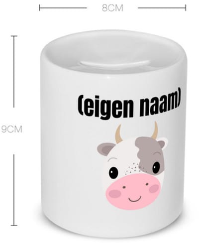 Akyol - koeienkop met eigen naam Spaarpot - Koe - boeren/koeien liefhebbers - iemand die houdt van koeien - verjaardag - cadeau - kado - 350 ML inhoud